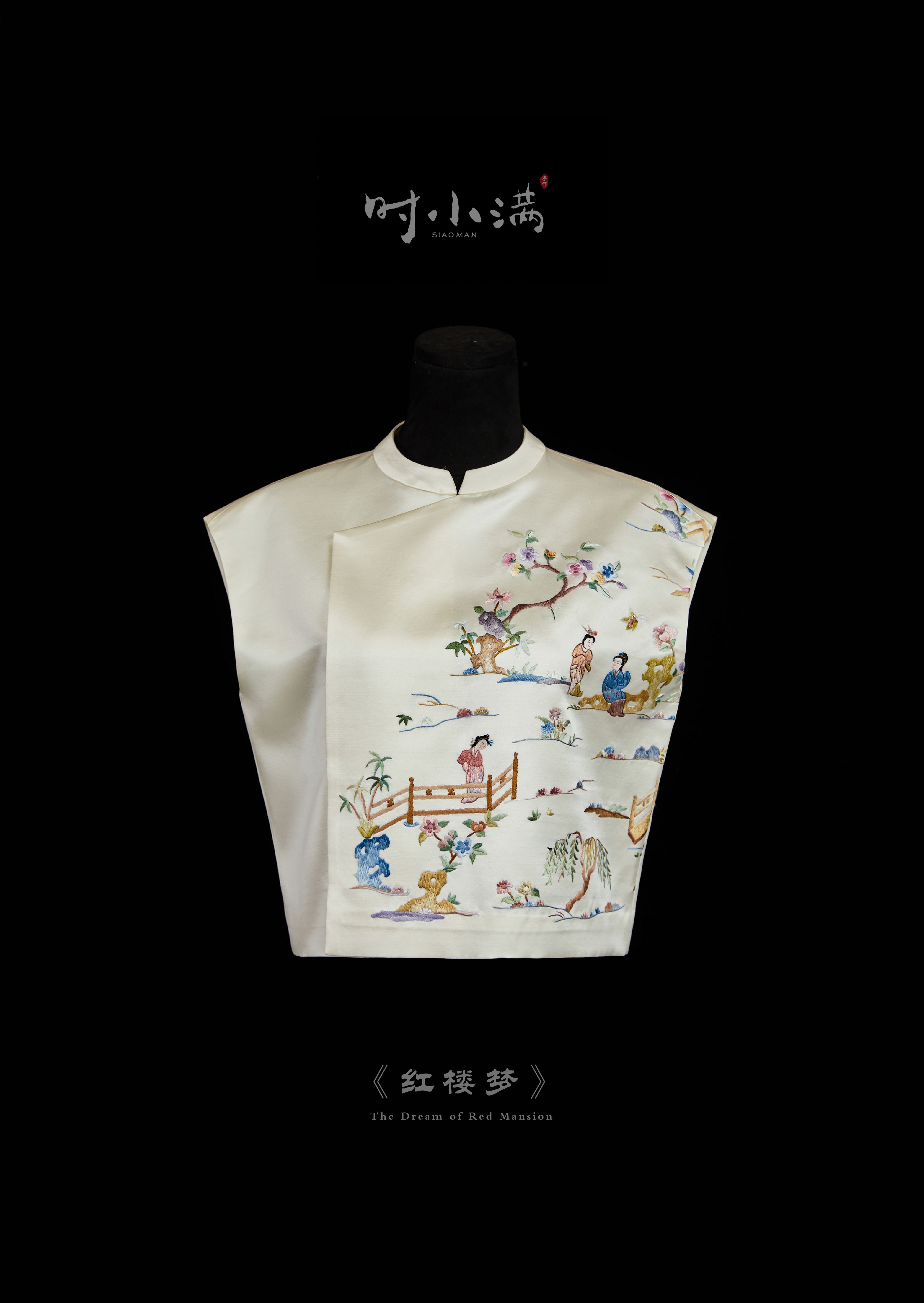 Handmade Embroidery from precious 30 momme heavy satin silk