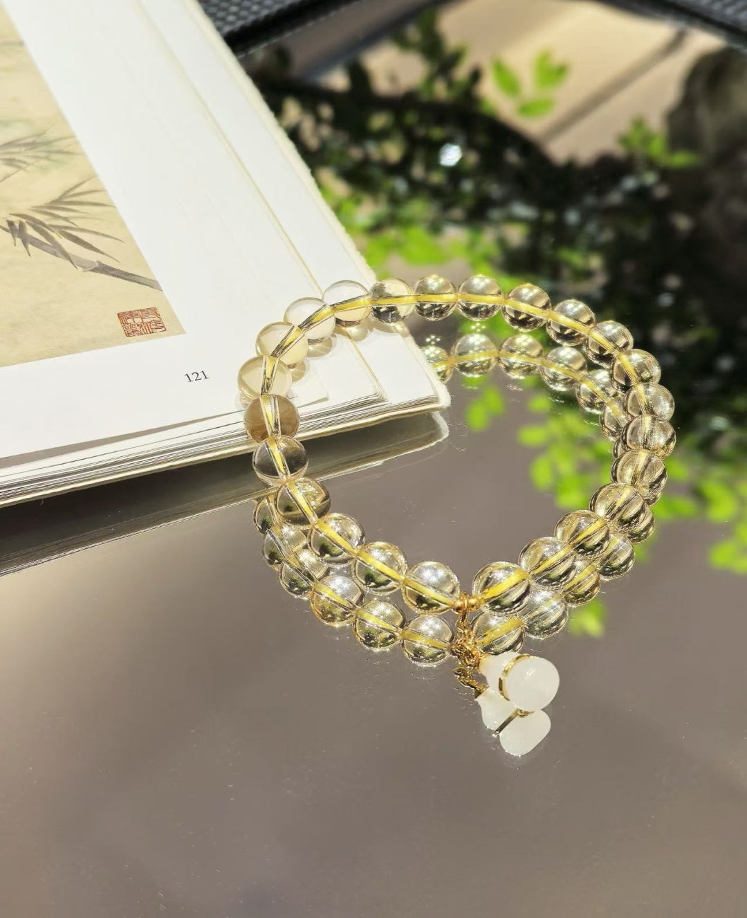 Crystal citrine oily white jade peace auspicious gourd design bracelet jewelry By Siaoman