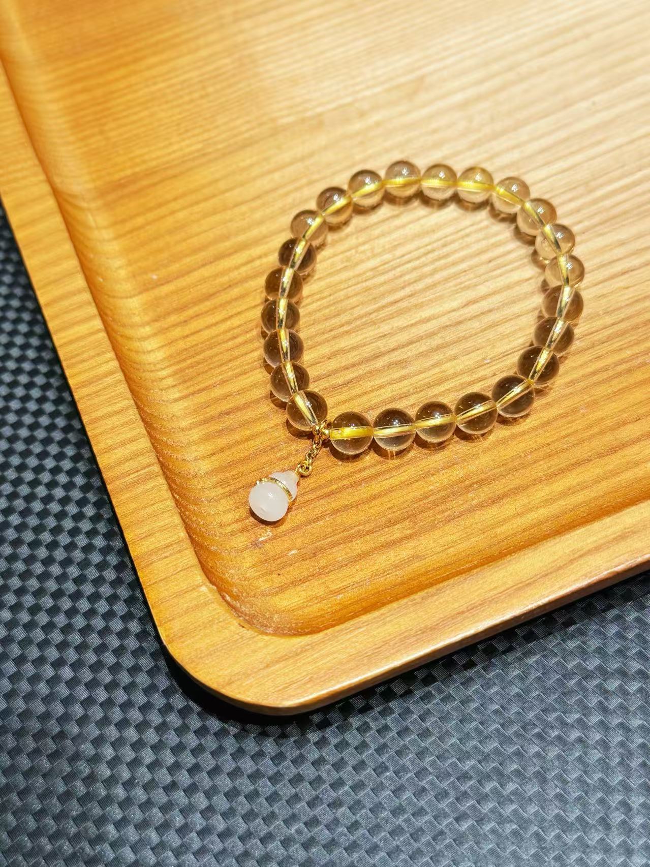Crystal citrine oily white jade peace auspicious gourd design bracelet jewelry By Siaoman