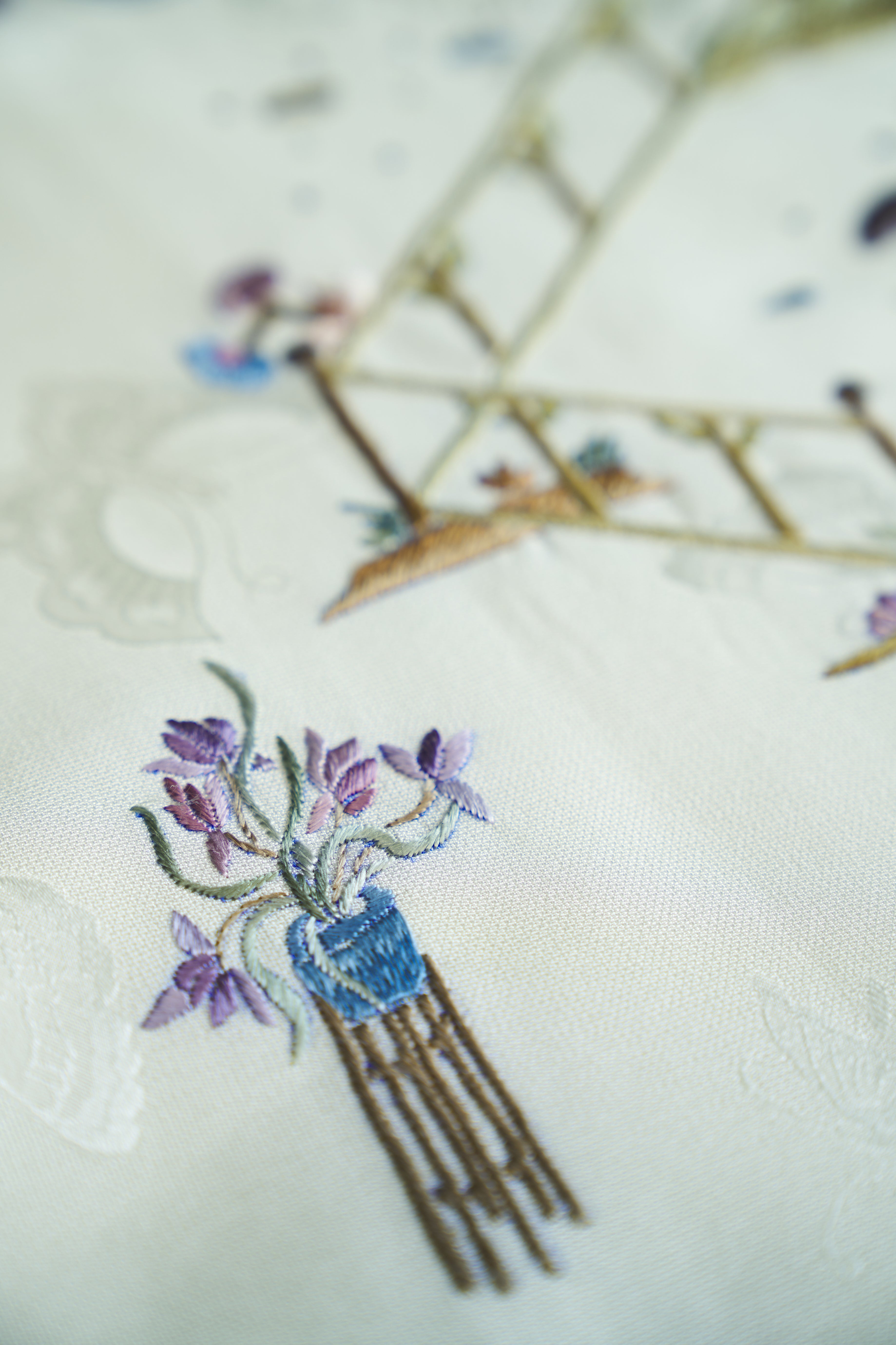 Silk and Cashmere Coat with Fox Fur《班昭写史》